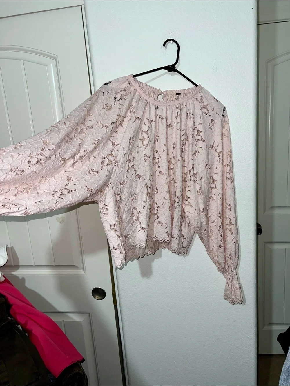 Free People Olivia Balloon Sleeve Lace Blouse